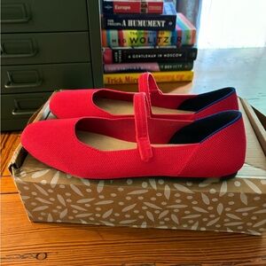 Rothy’s Square Mary Jane Flats red